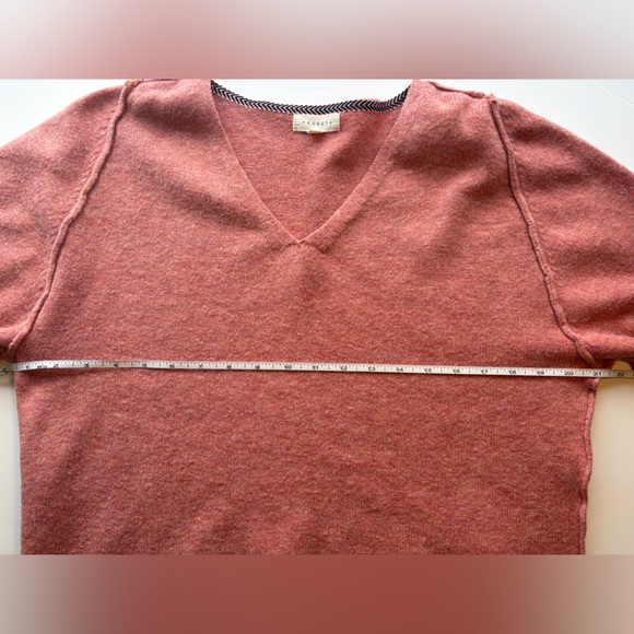 Promesa Pink Rose Relaxed V-Neck Frayed Hem Knit Top M - Picture 12 of 12